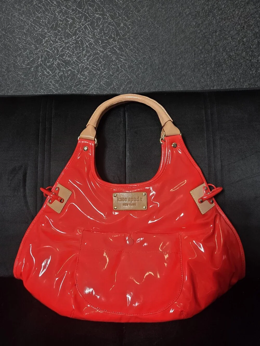 Kate Spade Red Patet Leather Hobo Bag